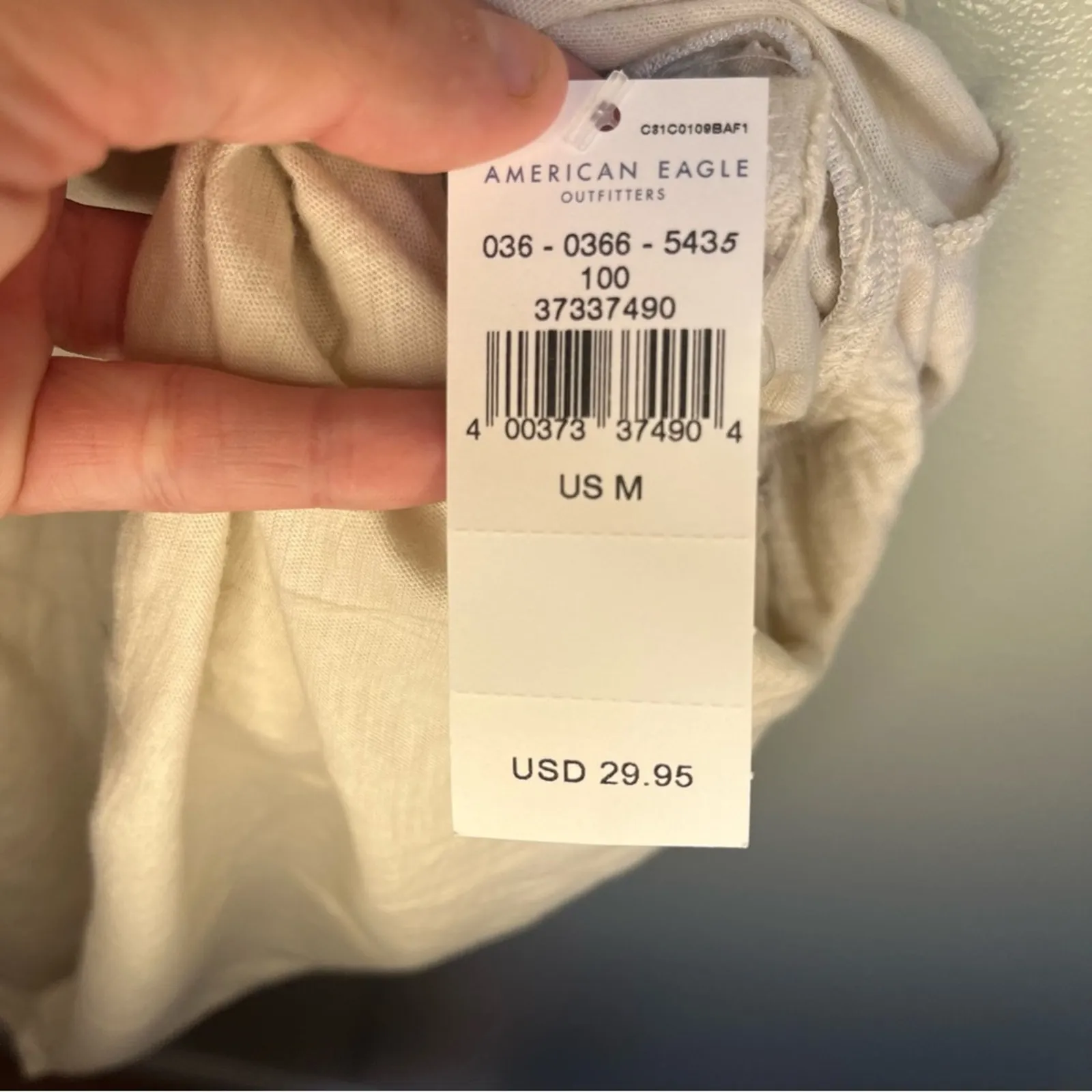 NWT American Eagle Cream Cotton Babydoll Halter Tank Top Medium Y2K Boho Airy - Image 4