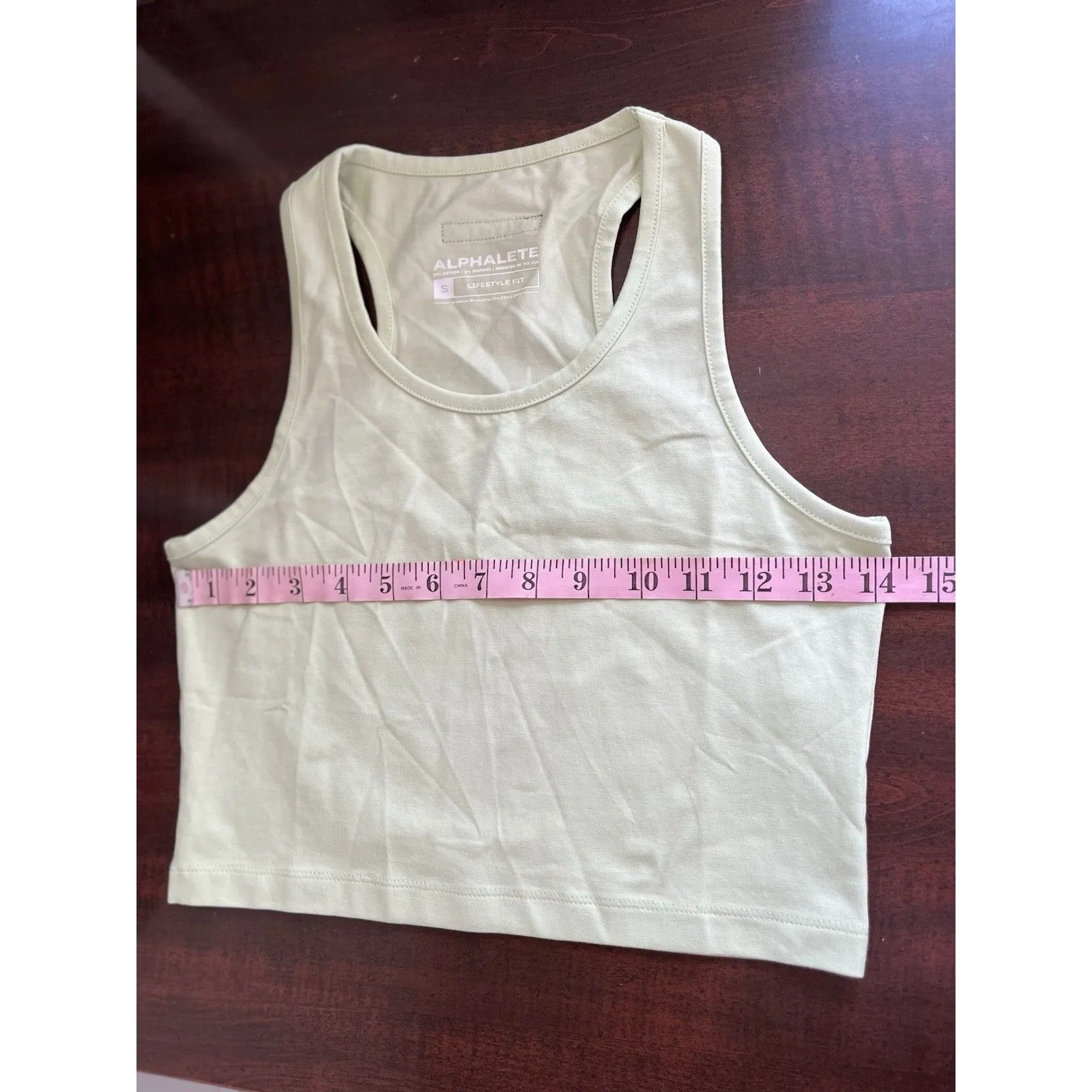 Alphalete LifeStyle Fit Cropped Green Tank Top Racerback Workout Women's S - Image 5