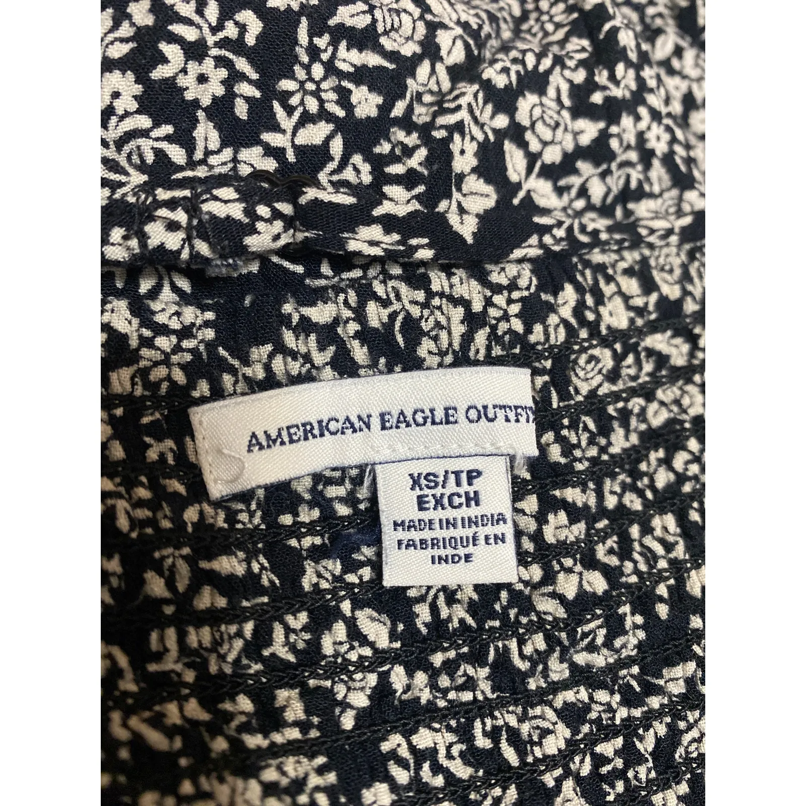 American Eagle Outfitters Black Floral Sleeveless Cami A Line Mini Dress Sz XS - Image 3