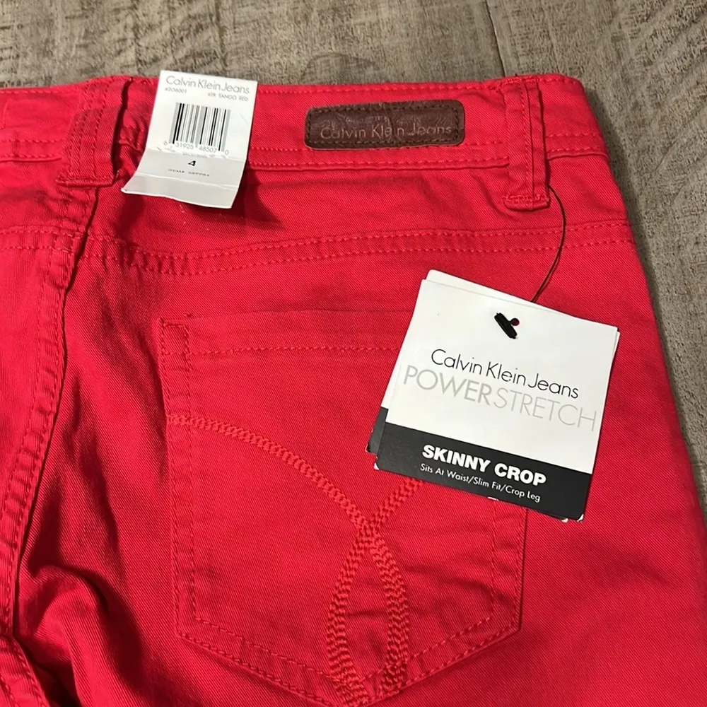 Calvin Klein Jeans power stretch Skinny Crop Red denim NWT - Image 4