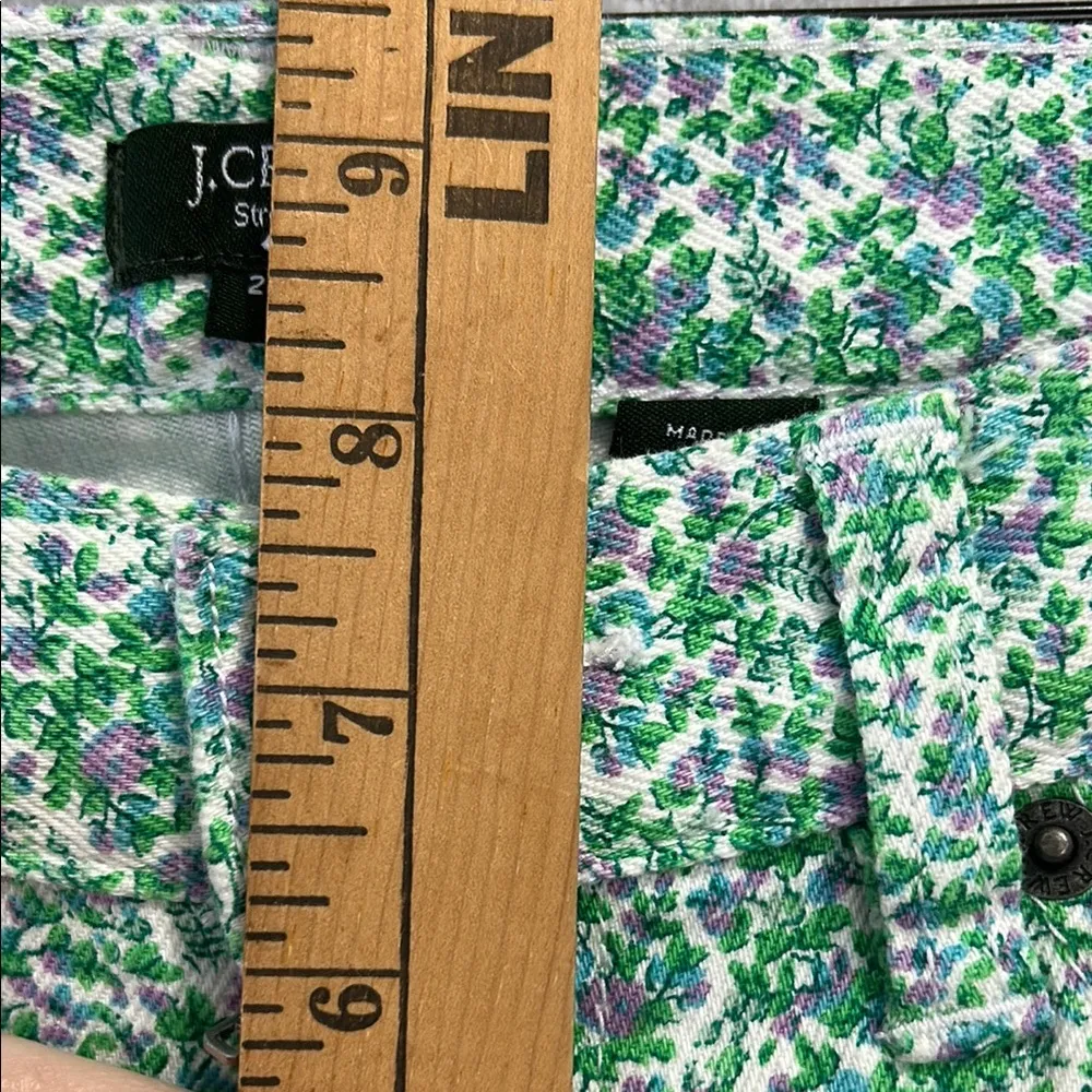 J Crew Toothpick Stretch Floral Jeans Straight Leg Zip Front Pockets Green Sz 27 - Image 10
