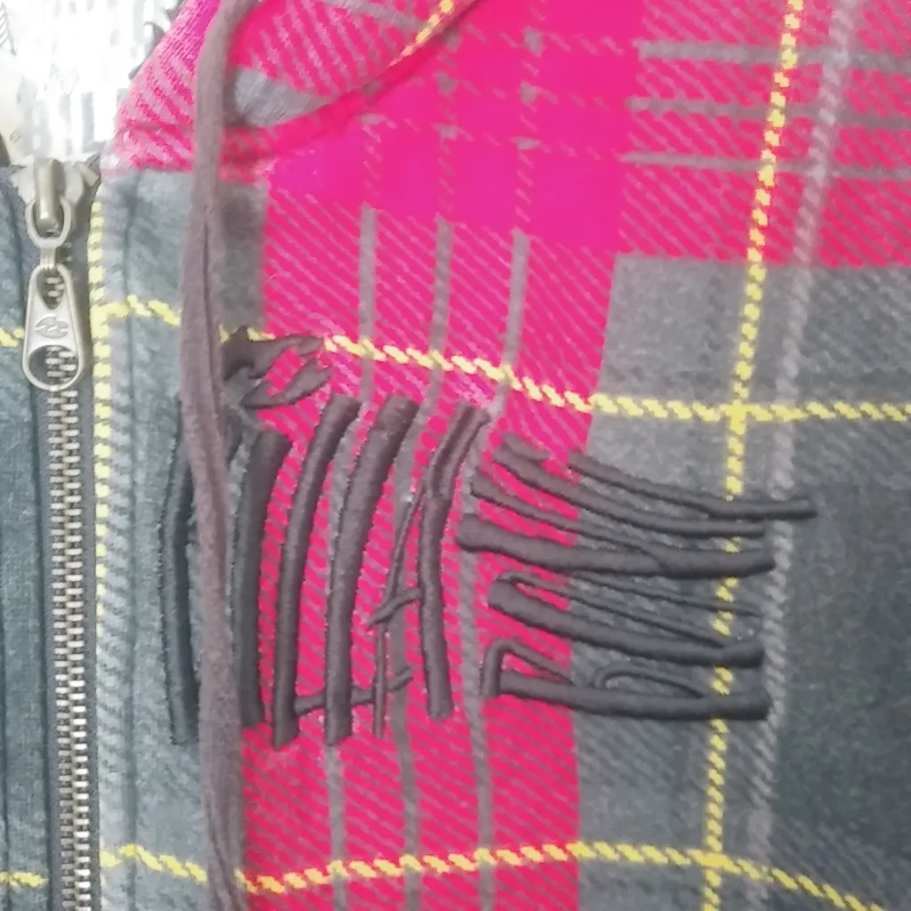 Billabong S Red Plaid Hoodie Jacket - Image 3