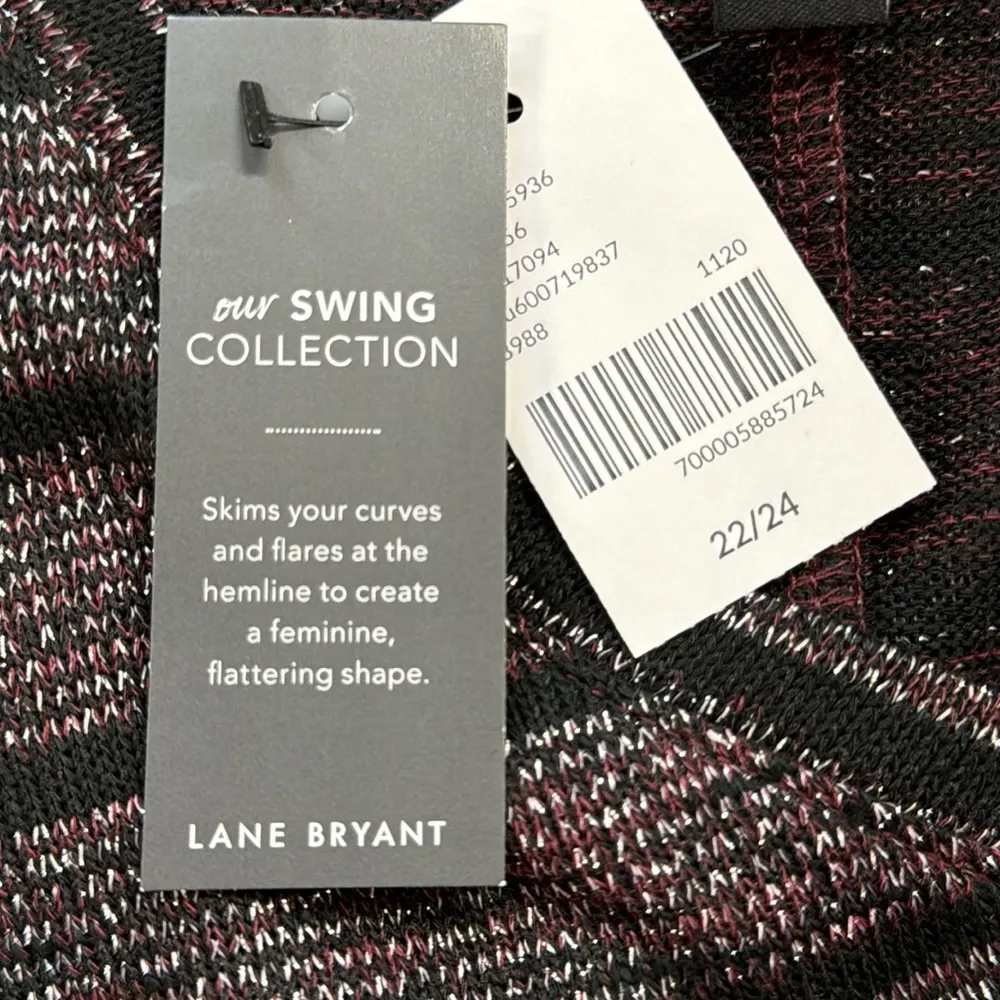 Lane Bryant NWT Black Pink Metallic Sparkle Striped Sleeveless Swing Tank Top - Image 9