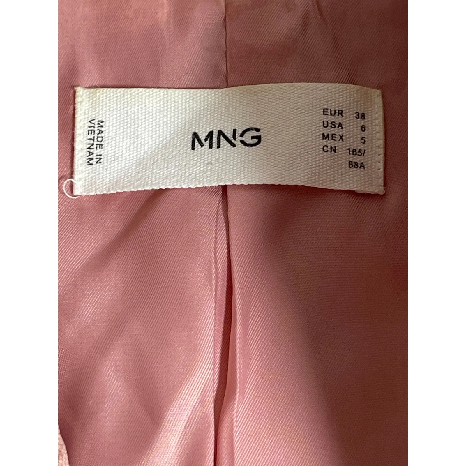 Mango MNG  Women's Pink Double Breasted Peak Lapel Blazer Coat Jacket Size 6 - Image 4