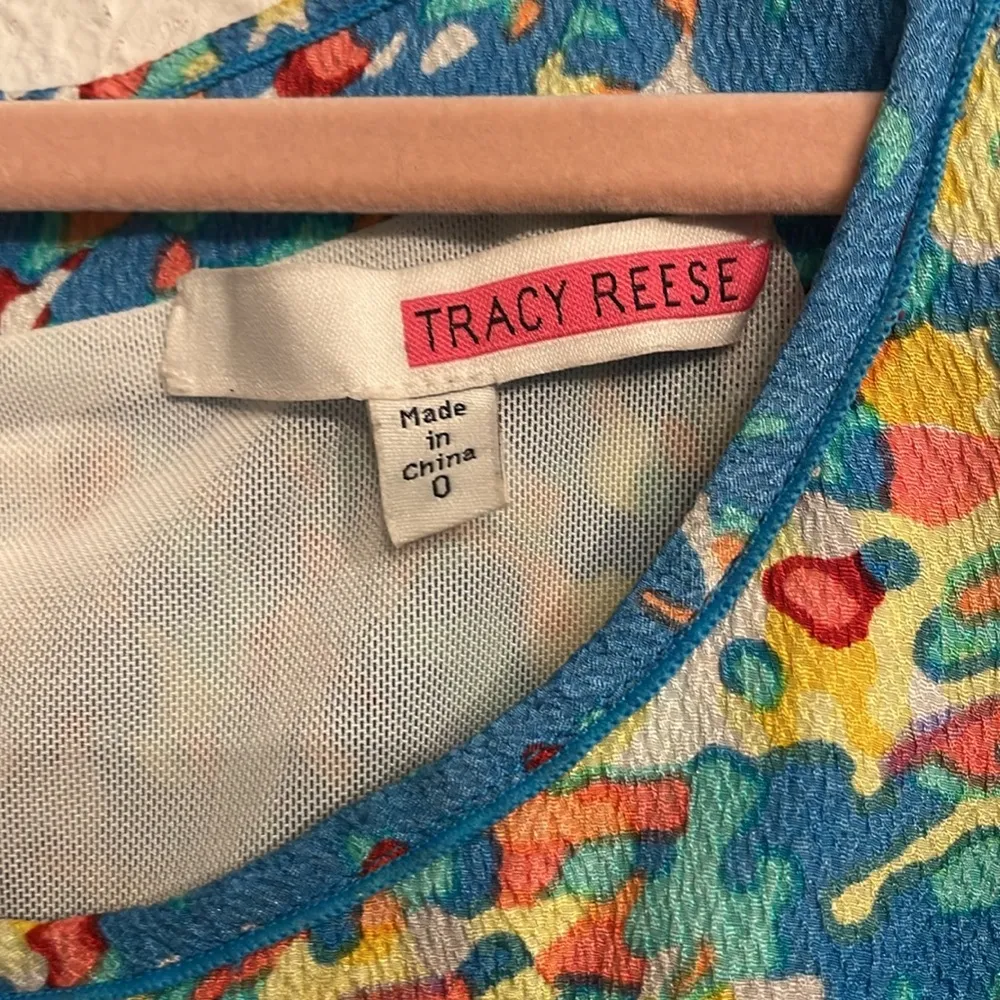 Tracy Reese Dress Blue Yellow Stretch Tank Dress Silk Lite Bright Size 0 - Image 4