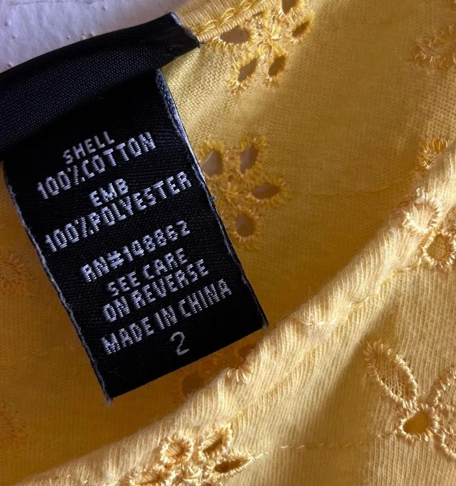 Torrid Tank Top Yellow Floral Eyelet Swing Camisole Sz 2X EUC Adjustable Straps - Image 10