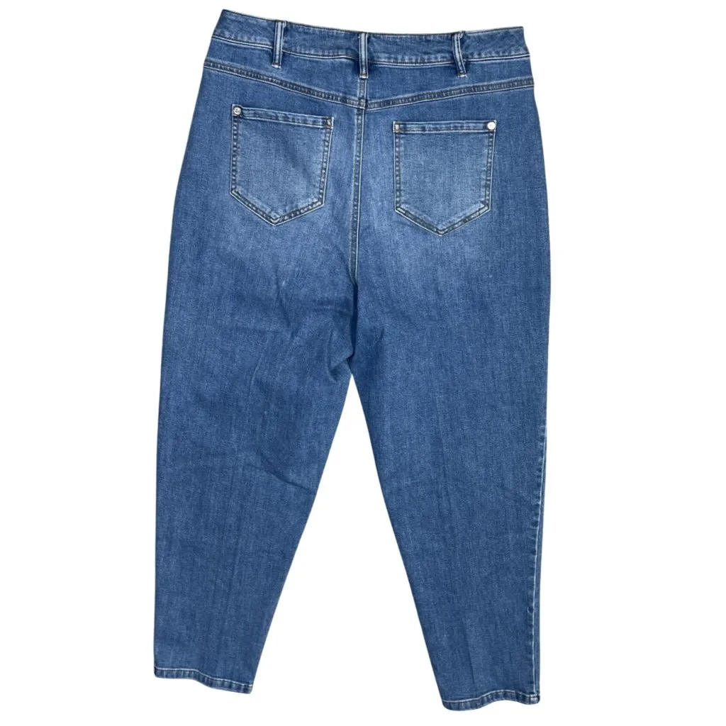 Inc Denim Tapered Baggy Jeans Pleats Size 12 Light/Medium Wash - Image 2