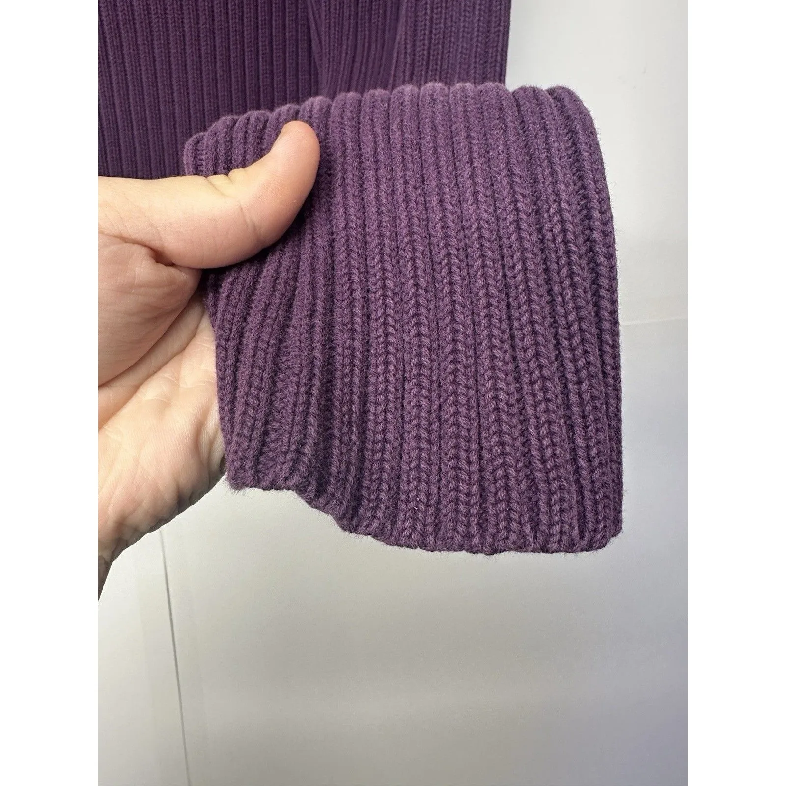 Vintage Eddie Bauer 100% Cotton Ribbed Quarter-Zip Sweater Purple Size large - Image 7