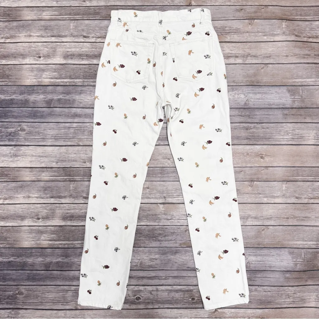 Reformation Off White Cynthia Fruitloops Embroidered Fruit Straight Leg Jeans 26 - Image 5