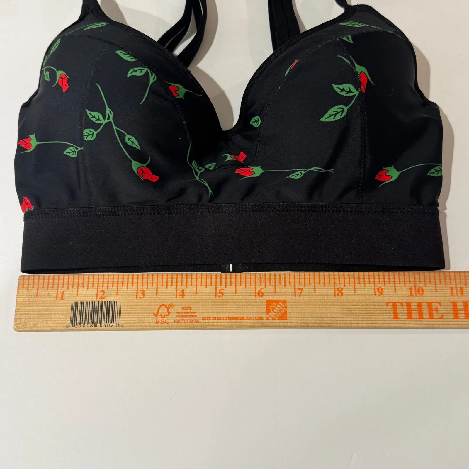 Adam Selman Sport Black Rose Festival Floral Print Sports Bra Size Small - Image 7