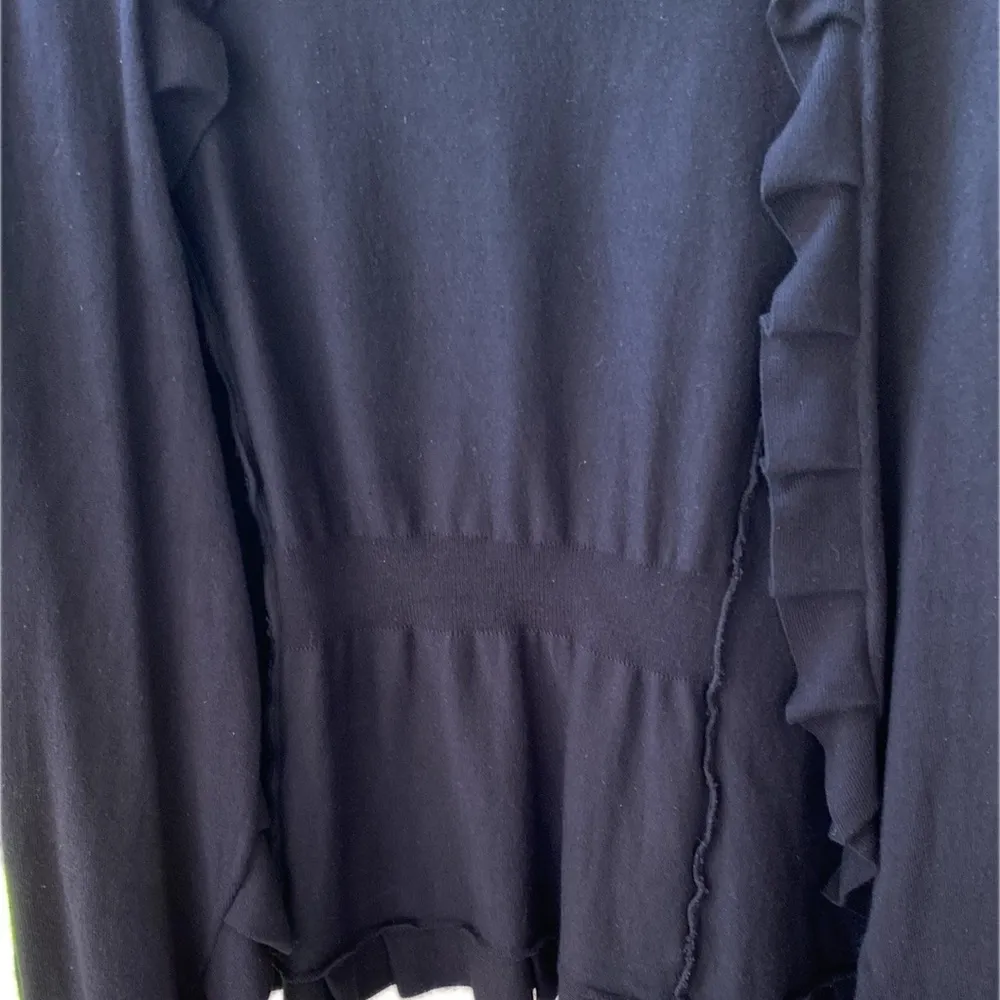 🖤 I.N.C. Soft Knit Ruffle Trimmed Open Shrug Cardigan 3/4-Sleeve Deep Black, 2X - Image 6