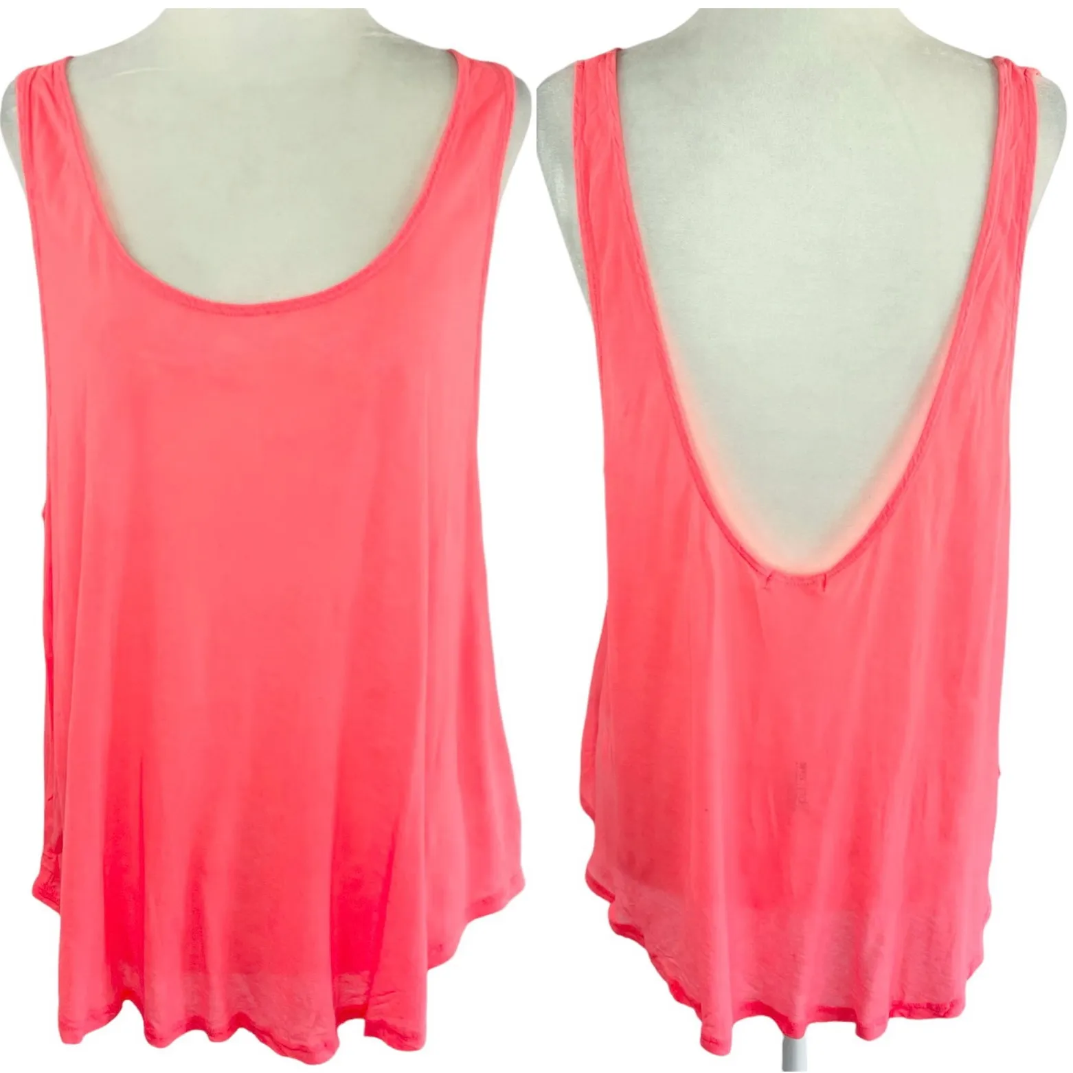 New  Lightweight Knit Scoop Neck Tank Top Neon Pink Size Medium - Image 2