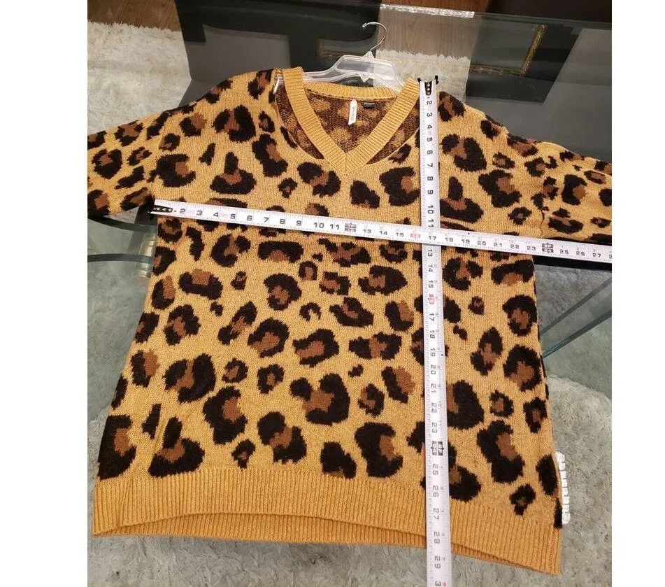 Love By Design Women's Brown Leopard Print Long Sleeve Cutout V Neck Sweater 2X - Image 11
