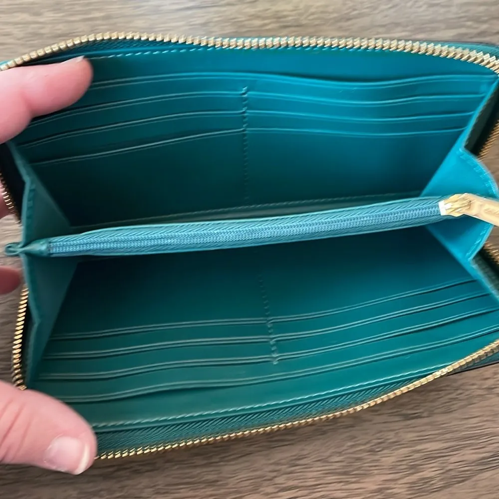 Coach Accordian Zip Wallet With Studded Coach Script - Image 9