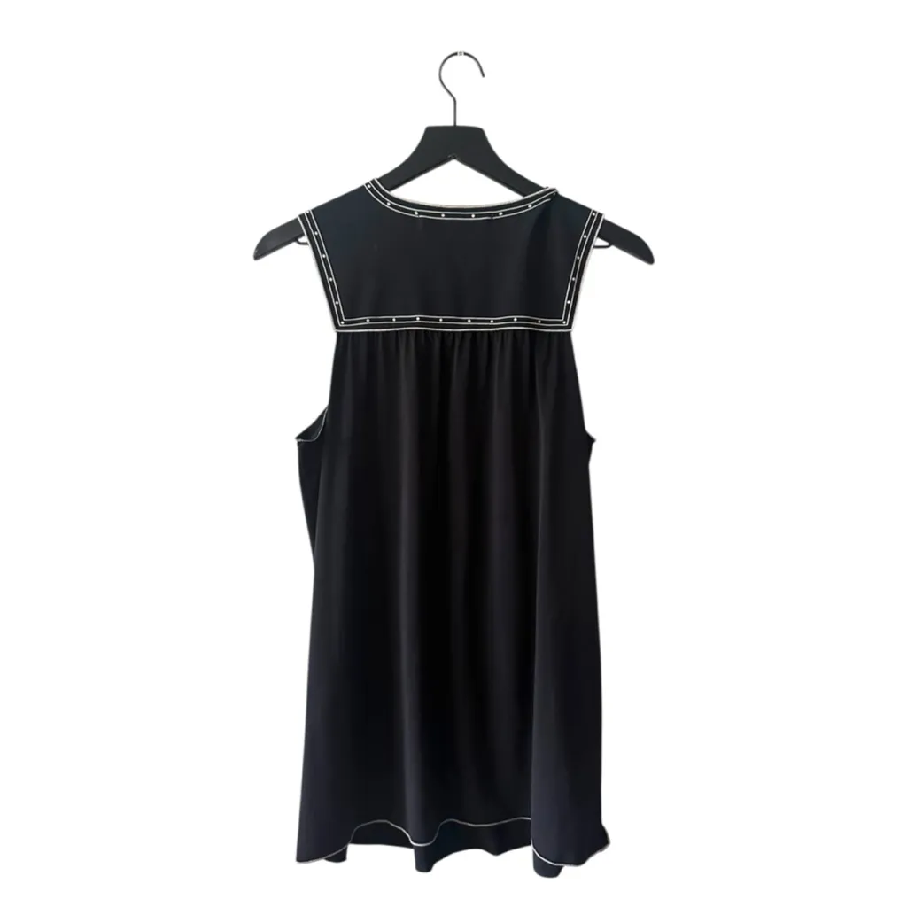 Studio M Black Sleeveless Tunic Top White Floral Print Panel Size M Size M - Image 6