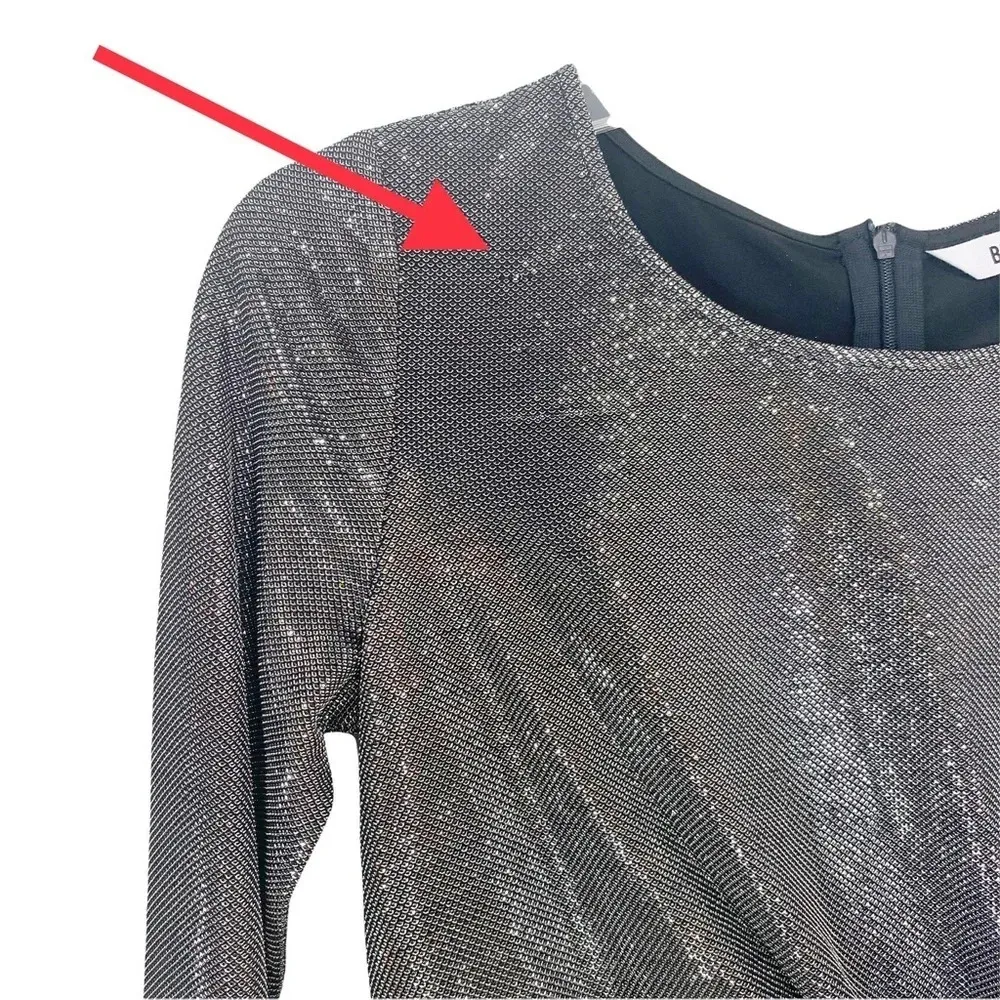 BB Dakota Dress What's Your Shine Metallic Long Sleeve in Gunmetal Size XS NWT - Image 7