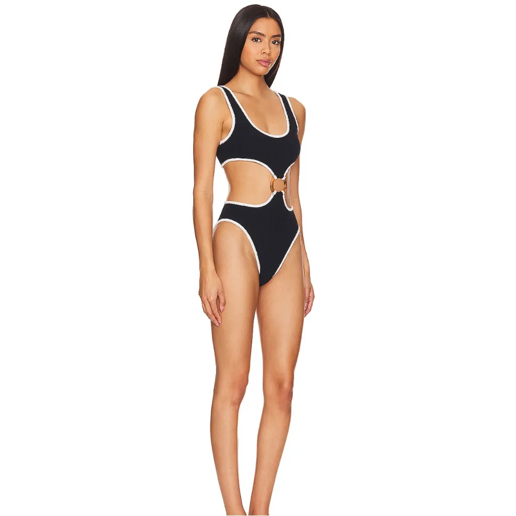 NWT Montce x Olivia Culpo Terry Rib Ky one piece sz XL Black - Image 3