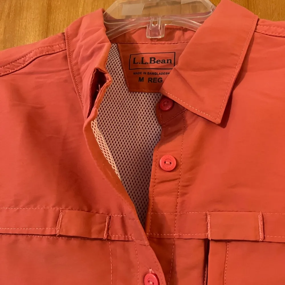 LL Bean Women's Tropicwear Shirt Long-Sleeve Warm Coral Medium 293298 - Image 2