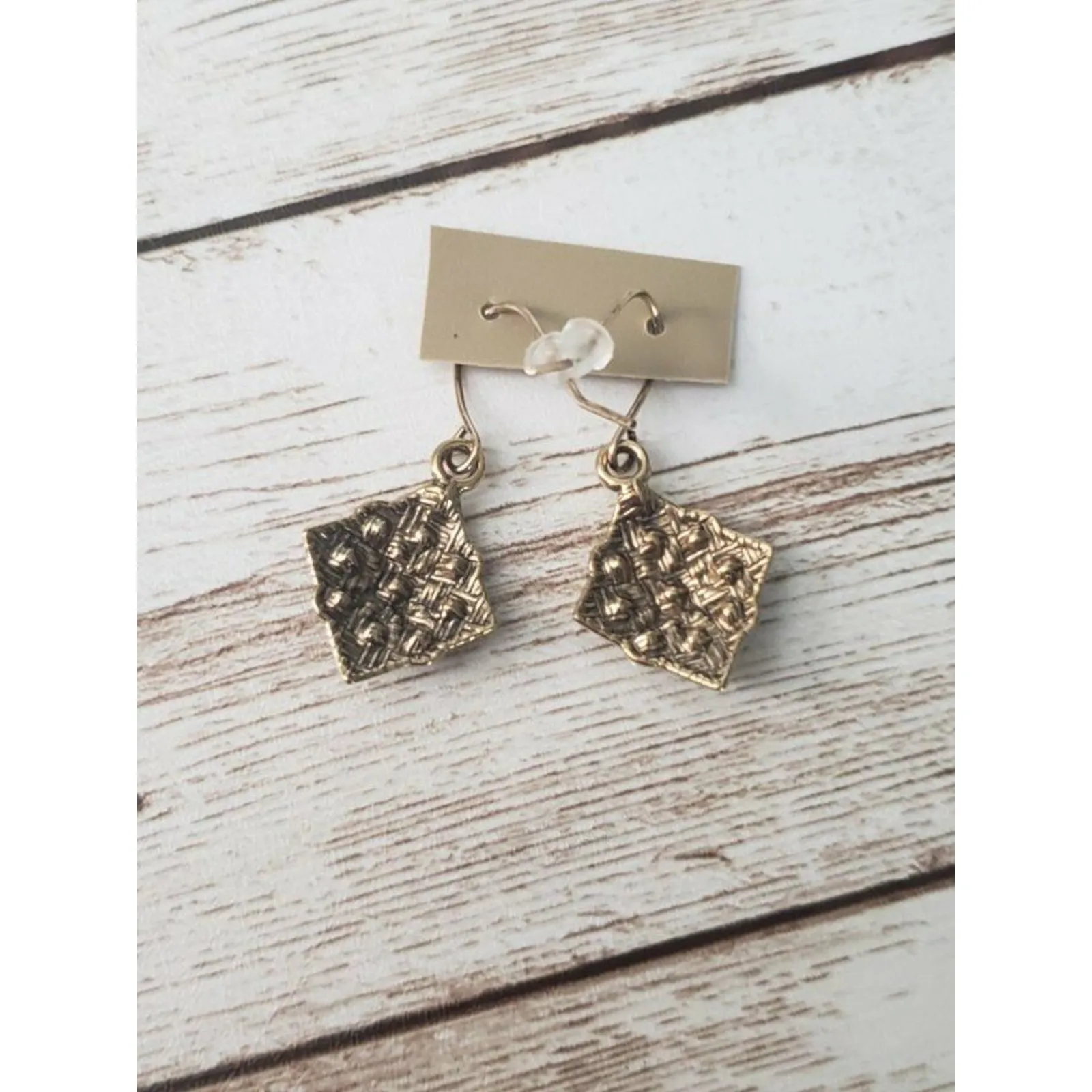 Small Multi Color Diamond Shape Dangle Earrings - Image 3