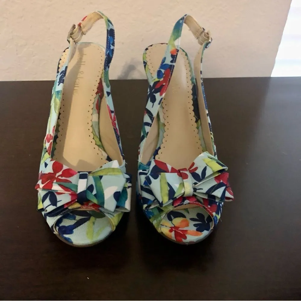Kelly & Katie Floral Heels Open Toe with Bow Size 6 - Image 3