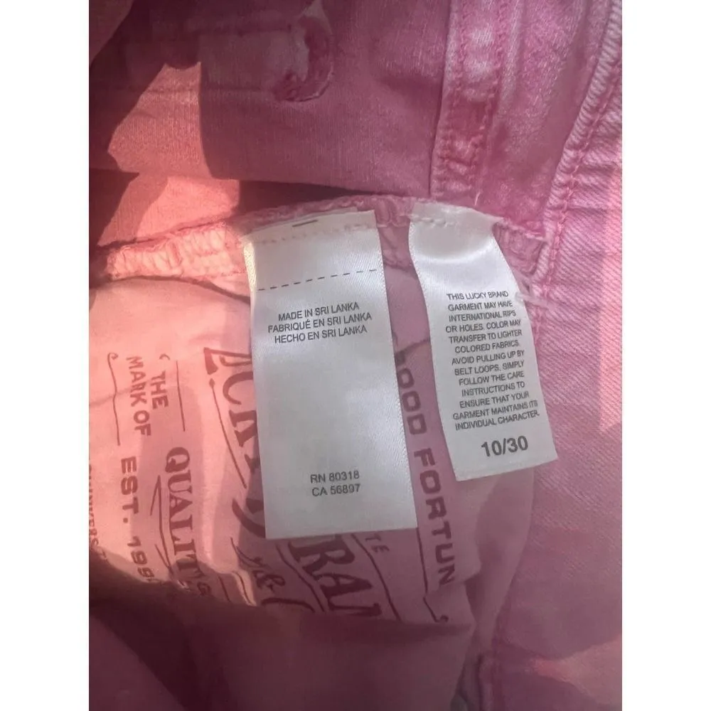 Lucky brand High rise mom shorts Jean shorts Size 10 in Pink/White - Image 6