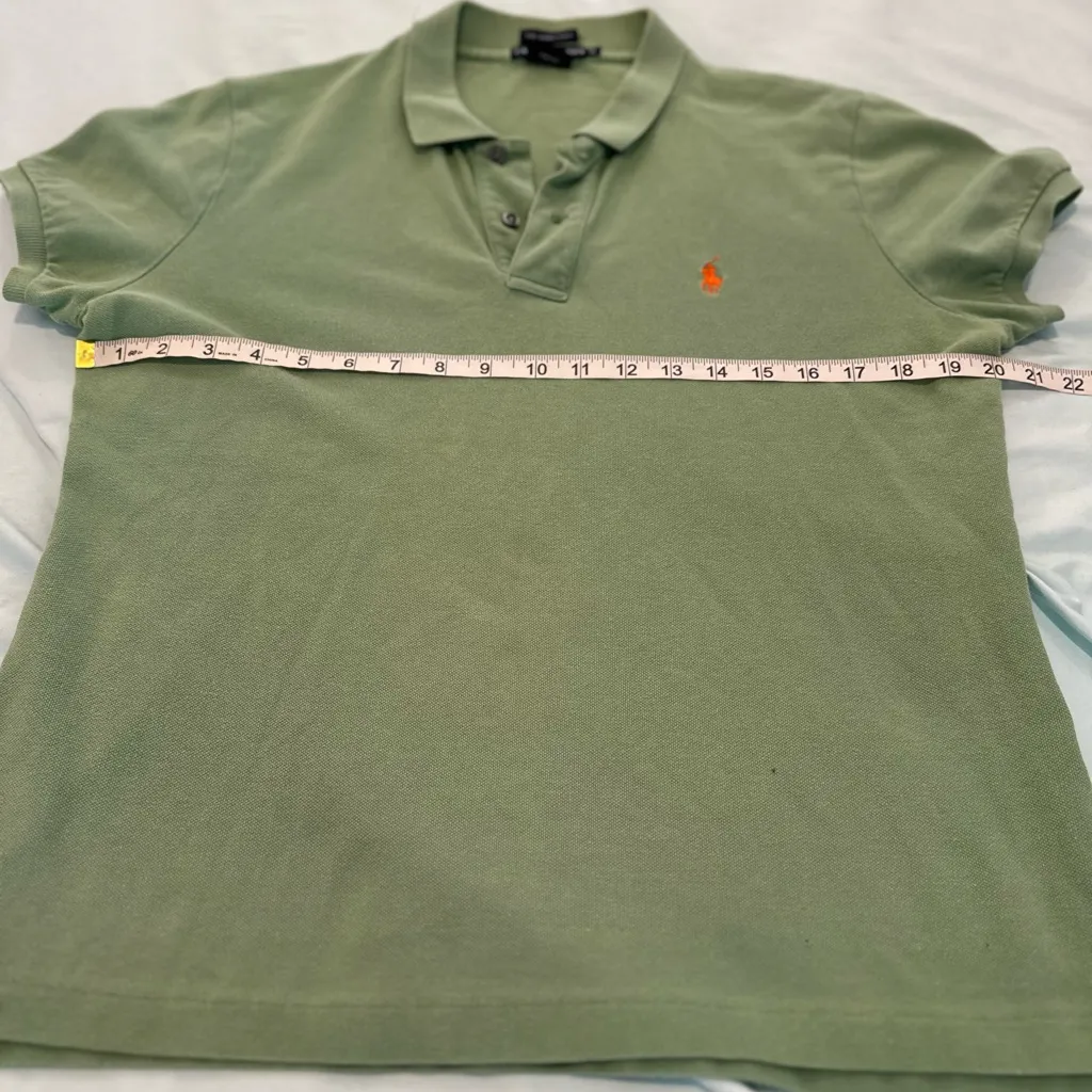 VTG 90s Women’s Sz: XL Ralph Lauren The Skinny Polo Dusty Green Top. Orange Pony - Image 5