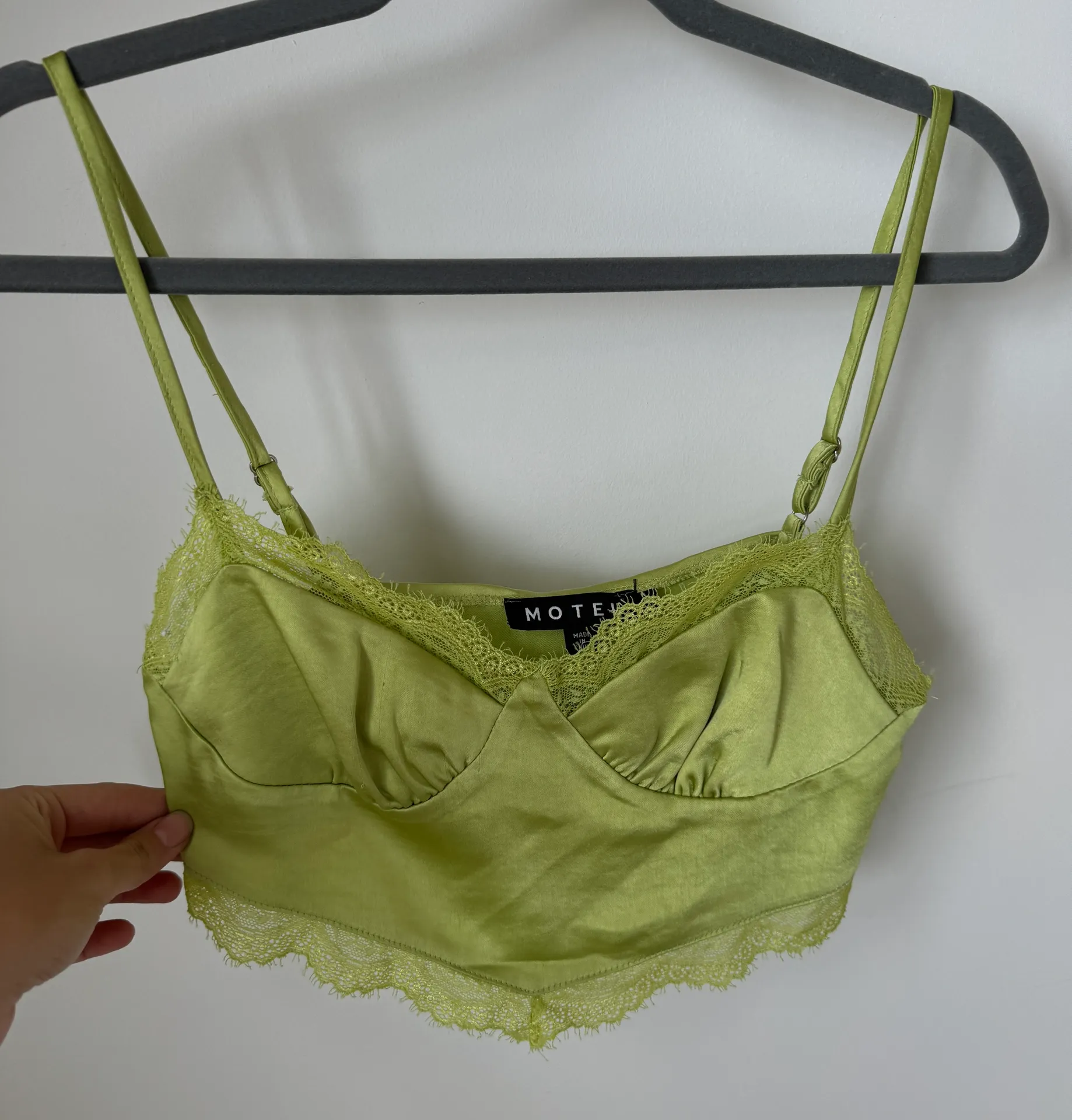 Green Lace Trim Crop Top - Image 2