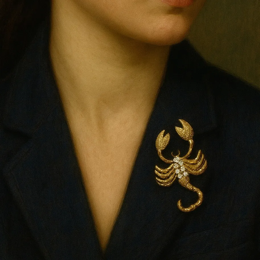 Golden Scorpion Rhinestone Brooch – Fierce Elegance with Vintage Glam Spark new Gold - Image 2
