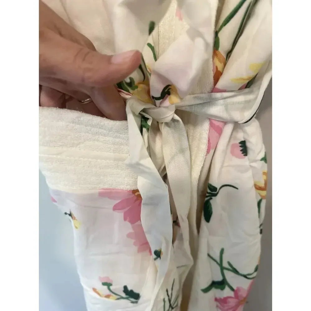 VILLAGE FAIR Bathrobe Vintage Floral Pink Robe Size Large 1495 - Image 8