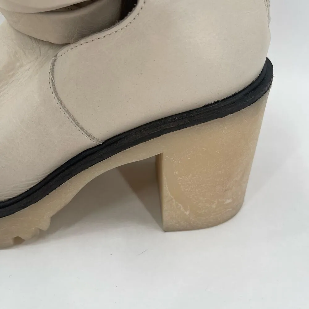 FREE PEOPLE Jesse Boots Leather Size 41(US 10) Heeled Cutout Strappy Lug Sole - Image 12