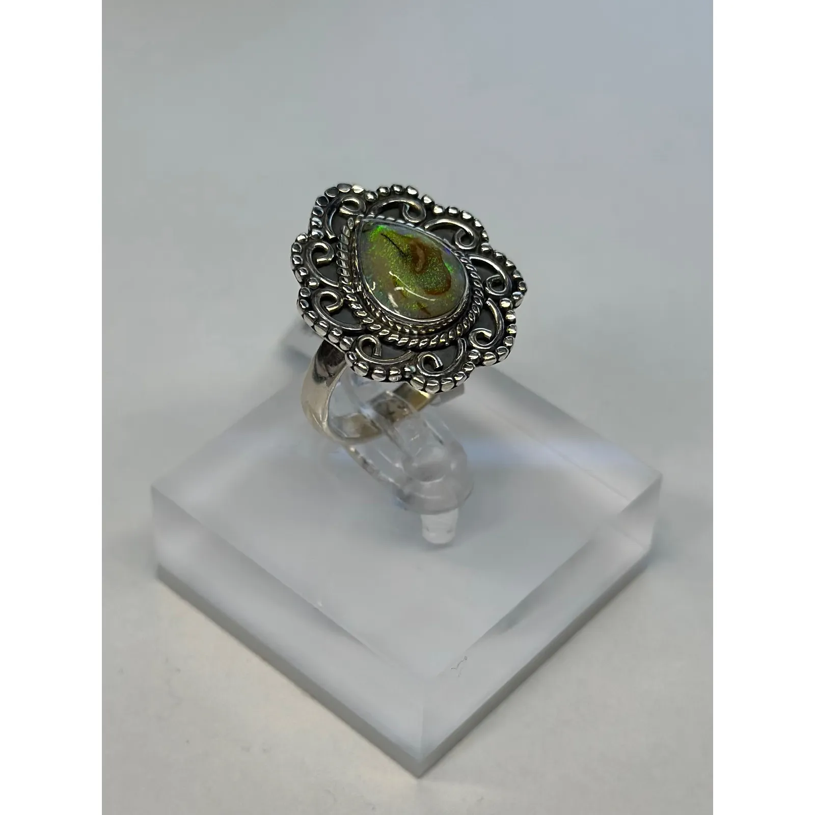 Monarch Opal/ Spiderweb Opal Sterling Silver Ring Size 7 - Image 2