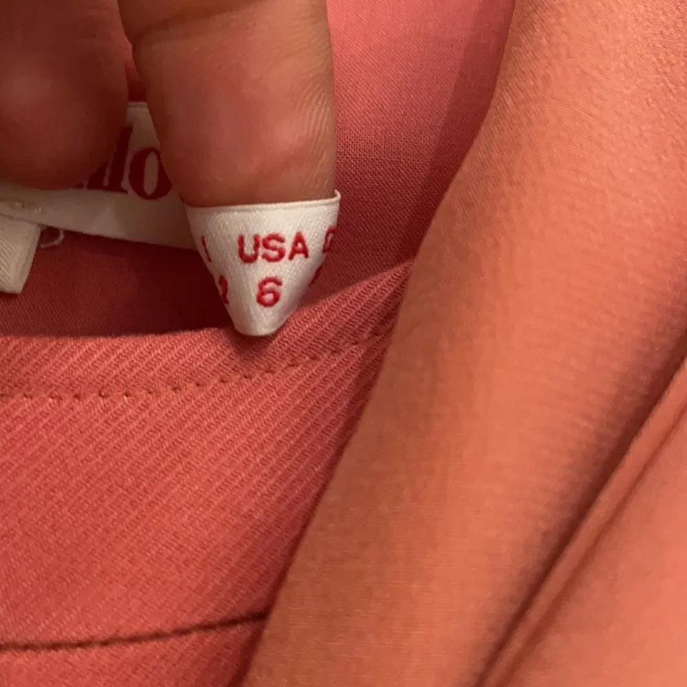 See by Chloé Salmon Pink Brushed-crepe Neck-tie Work/Office Dress - Image 7