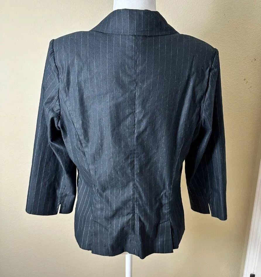 MOSSIMO Pinstripe Cropped Sleeve Blazer Size Large Black - Image 7
