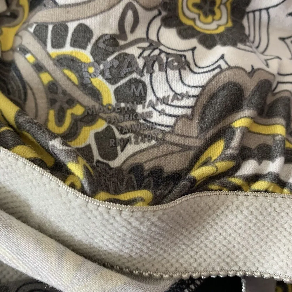 Prana Tank Top Built In Bra Hidden Skull Day Of The Dead Sz M White Yellow Gray - Image 6