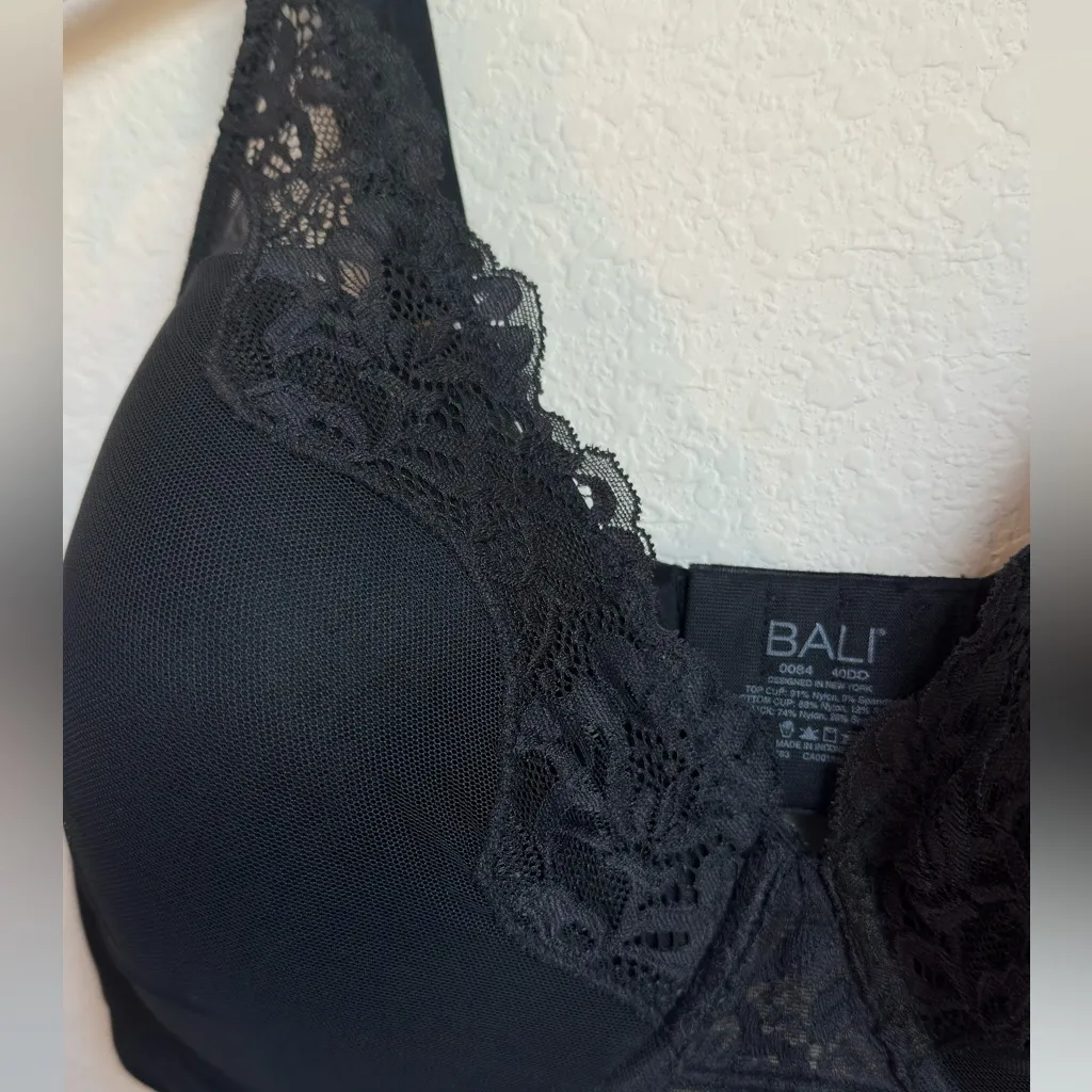 Bali Women's Elegant Black Lace Underwire Bra Size 40DD - Image 4