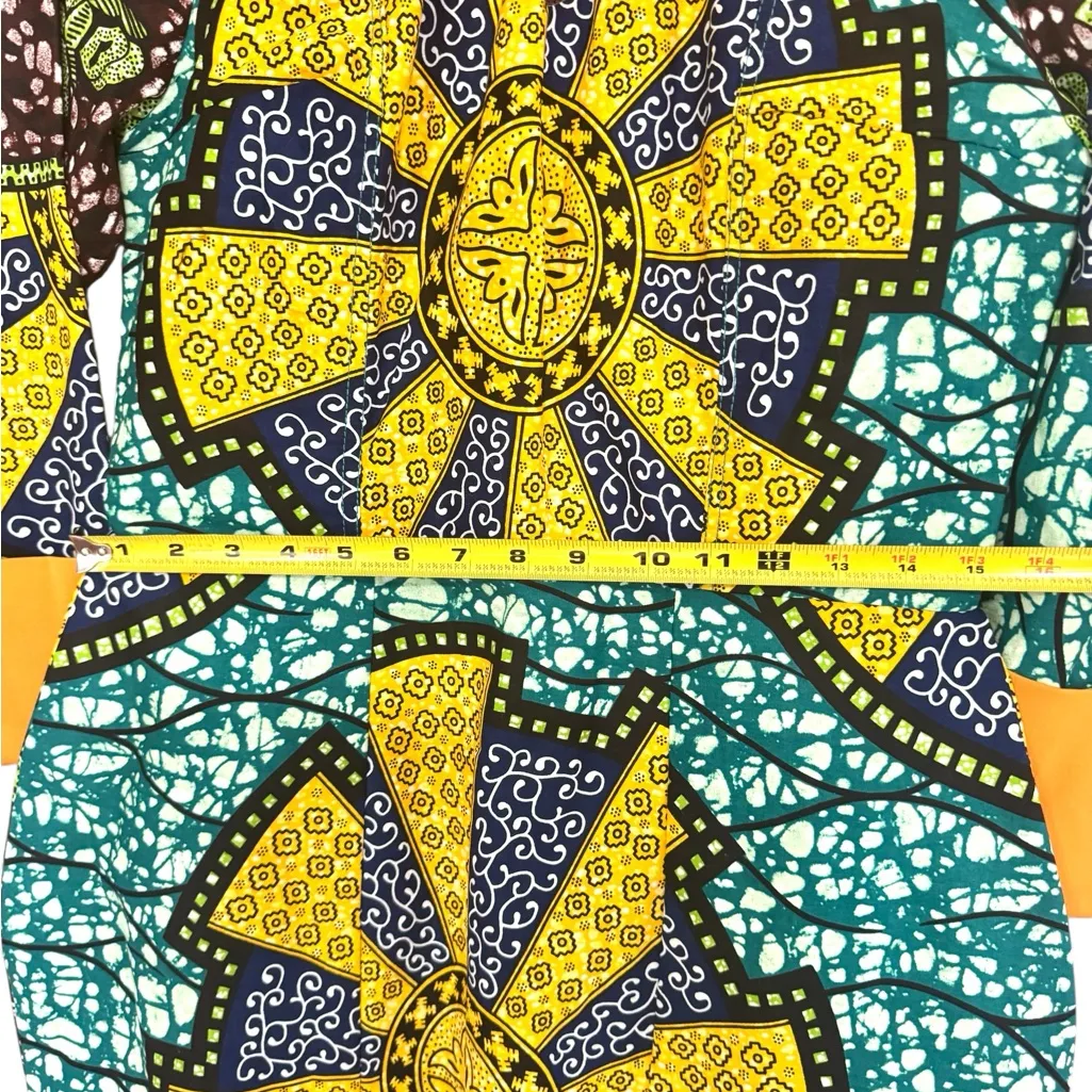 Colorful African Print Geometric Dress with Yellow Details - Image 6