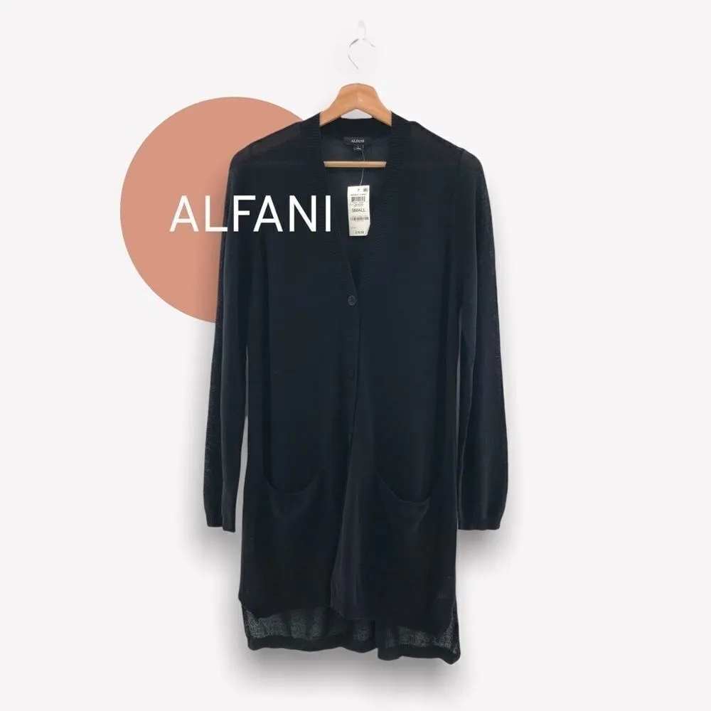 alfani button front cardigan deep black small‎ - Image 2