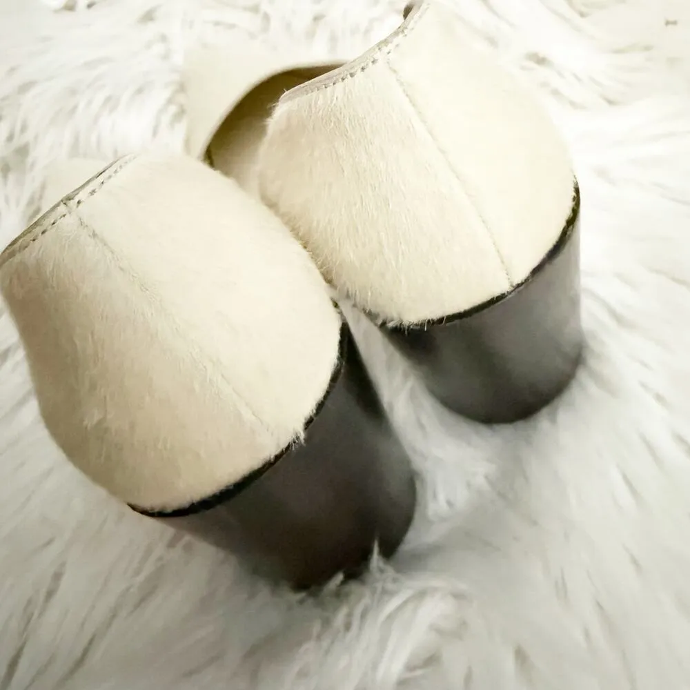 VINCE | Prim D'orsay Genuine Calf Hair Pointed Toe Pump  Cream Block Heels | 9.5 - Image 8