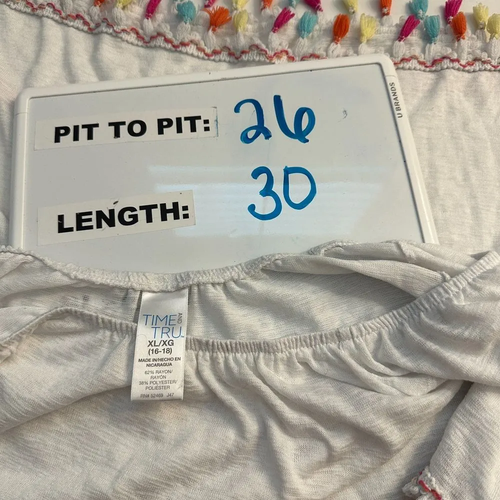 Time and Tru White Flowy Coverup Resort Cruise Tunic Blouse Size XL - Image 2