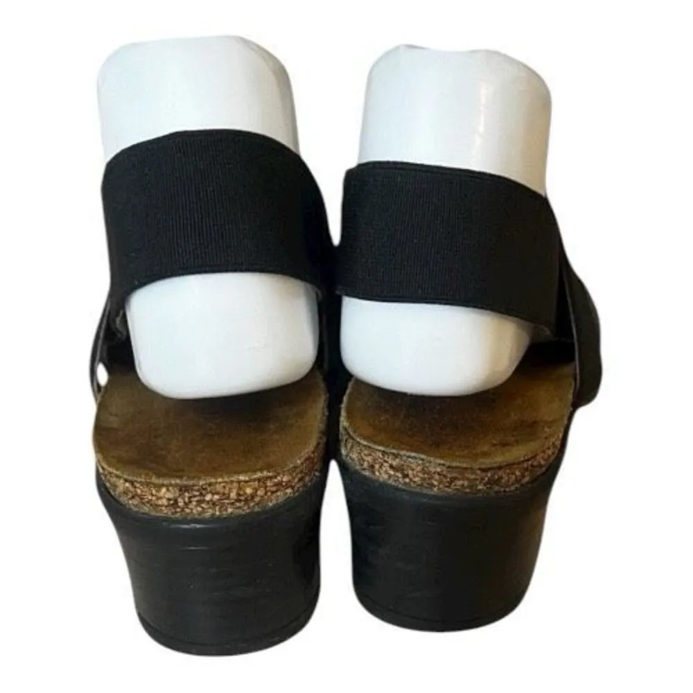 Naot Women Brown Leather Mule Size 7.5 (38 EU Slingback Block Heel Wedge Slip On - Image 9