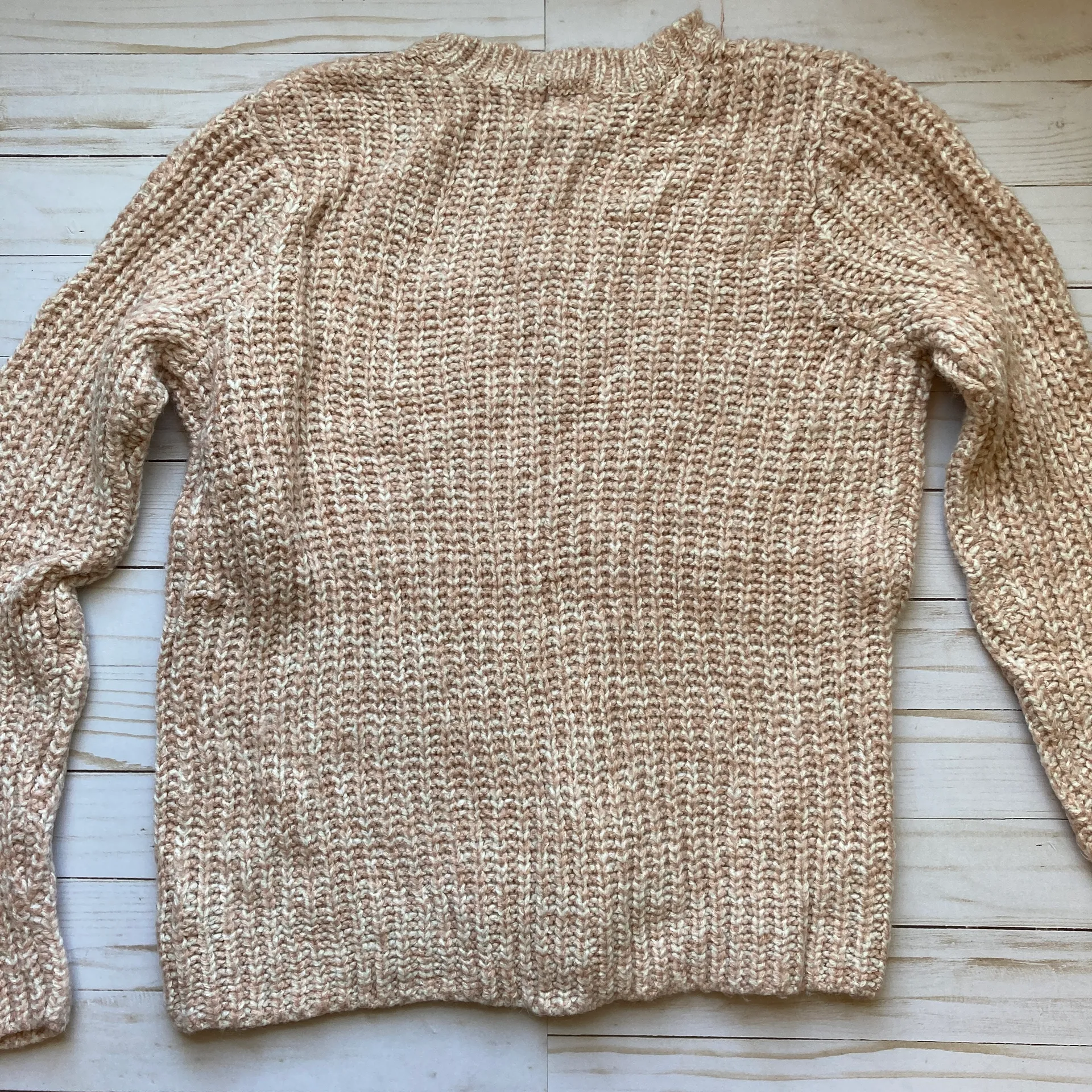 Blush Pink Knit Wool Blend Crewneck Sweater Sz M - Image 2