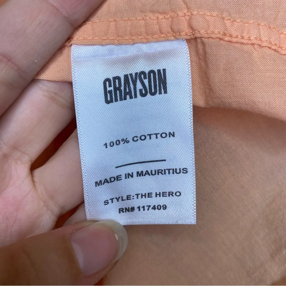 GRAYSON The Hero Button Down Cotton Shirt Melon Orange Sz 2 Small - Image 12