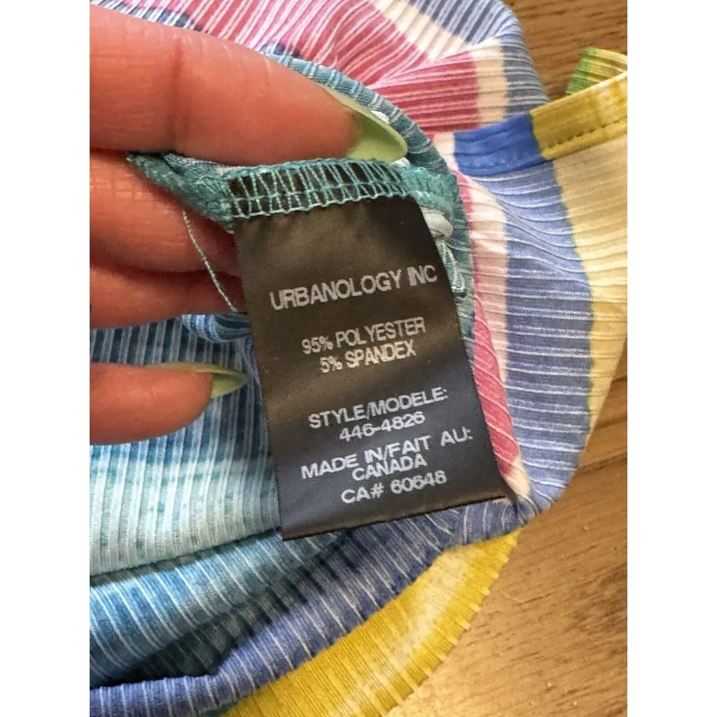 Pure Essence‎ Women Colorful Short Sleeve Stretchy Ribbed Size Medium Shirt - Image 7