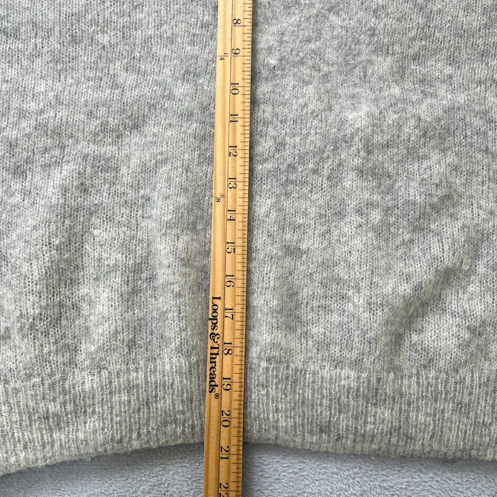 Free People Gossamer V Neck Sweater Light Grey Alpaca Blend Slouchy Knit M - Image 9