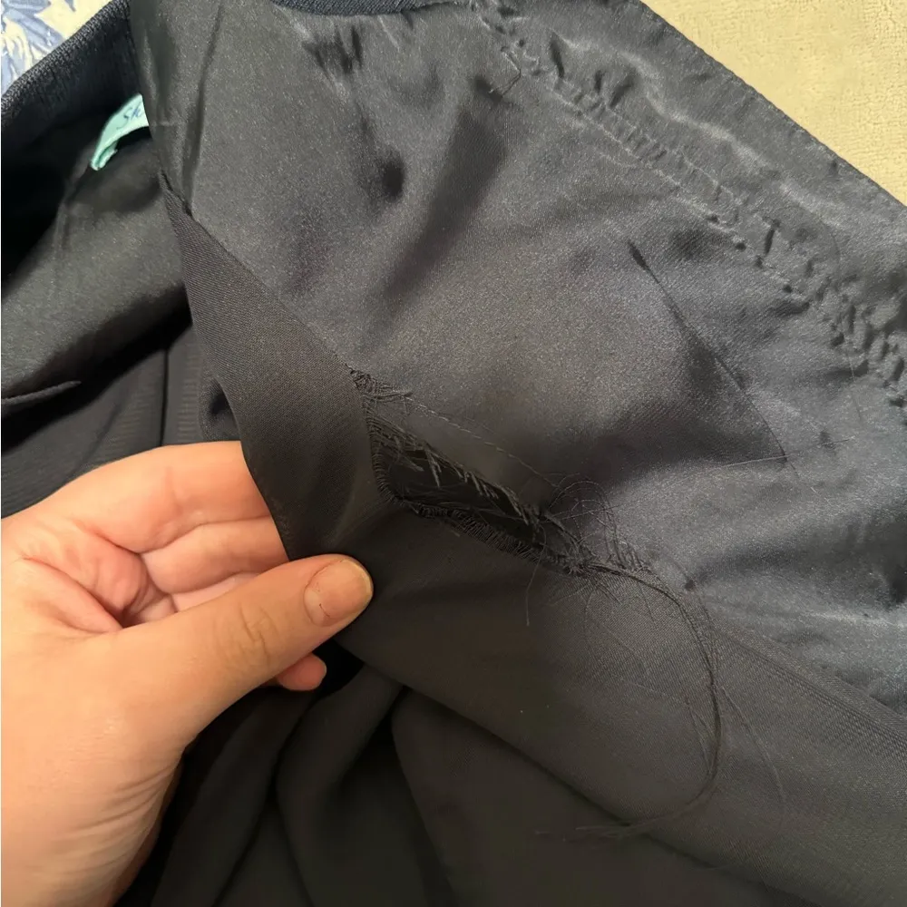 She + Sky Navy Satin Bomber Jacket - Image 7