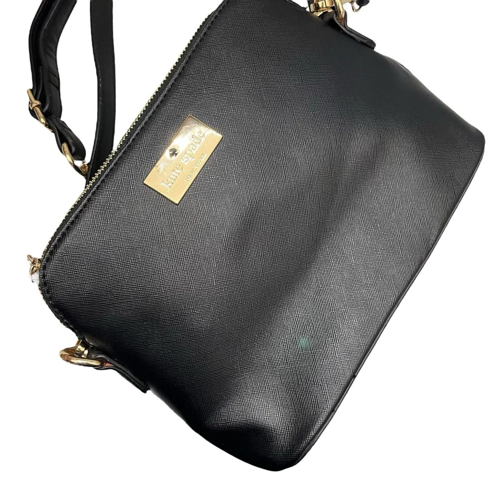 Kate Spade Crossbody Bag Black Saffiano Leather Adjustable Strap Structured - Image 3