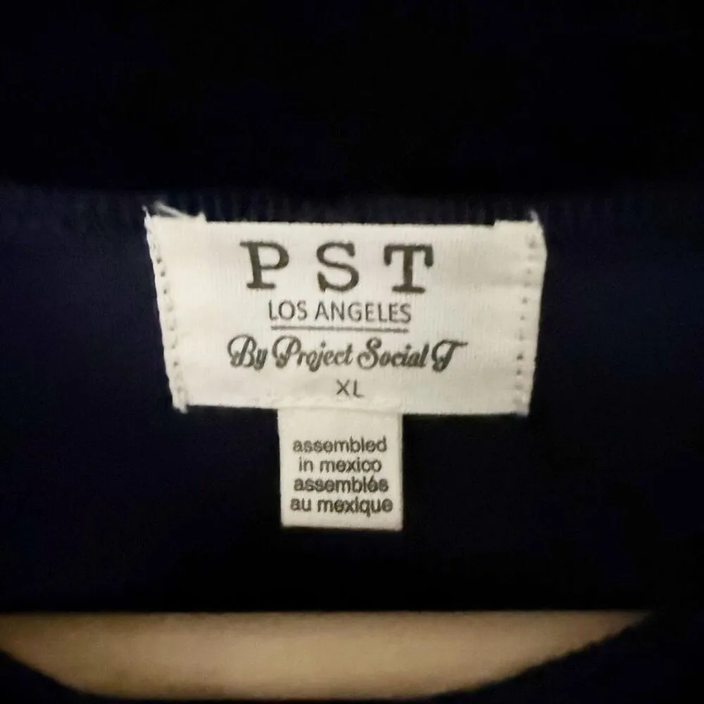 PST BY PROJECT SOCIAL T | Long Sleeve Mock Neck Navy Blue Bodysuit Velvet | XL - Image 4