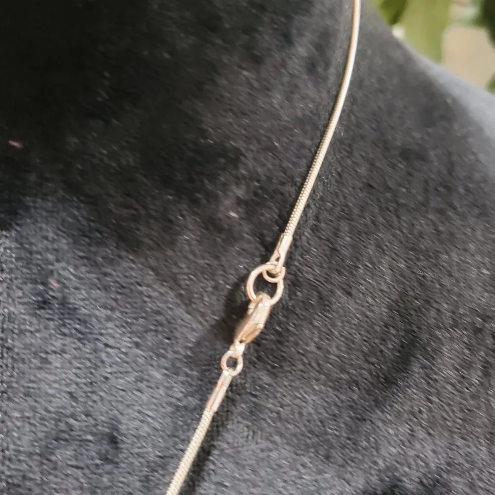 Women's Gold & Blue Peace Sign Murano Glass Style Pendant Necklace - Image 6