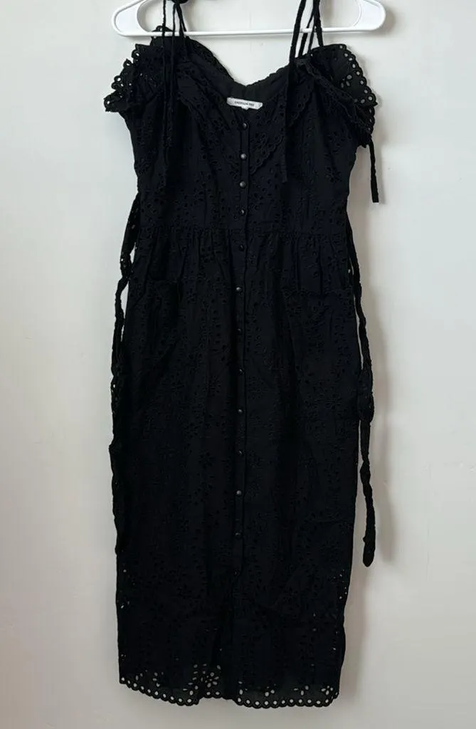 Emerson‎ Fry 100% Cotton Meadow Black Eyelet Midi Sundress Size: XS - Image 4