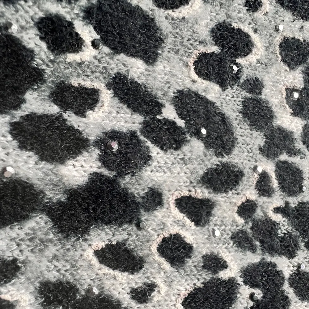 Rebecca Malone Petites Women's Animal Print Bejeweled  Sweater Sz PL - Image 8